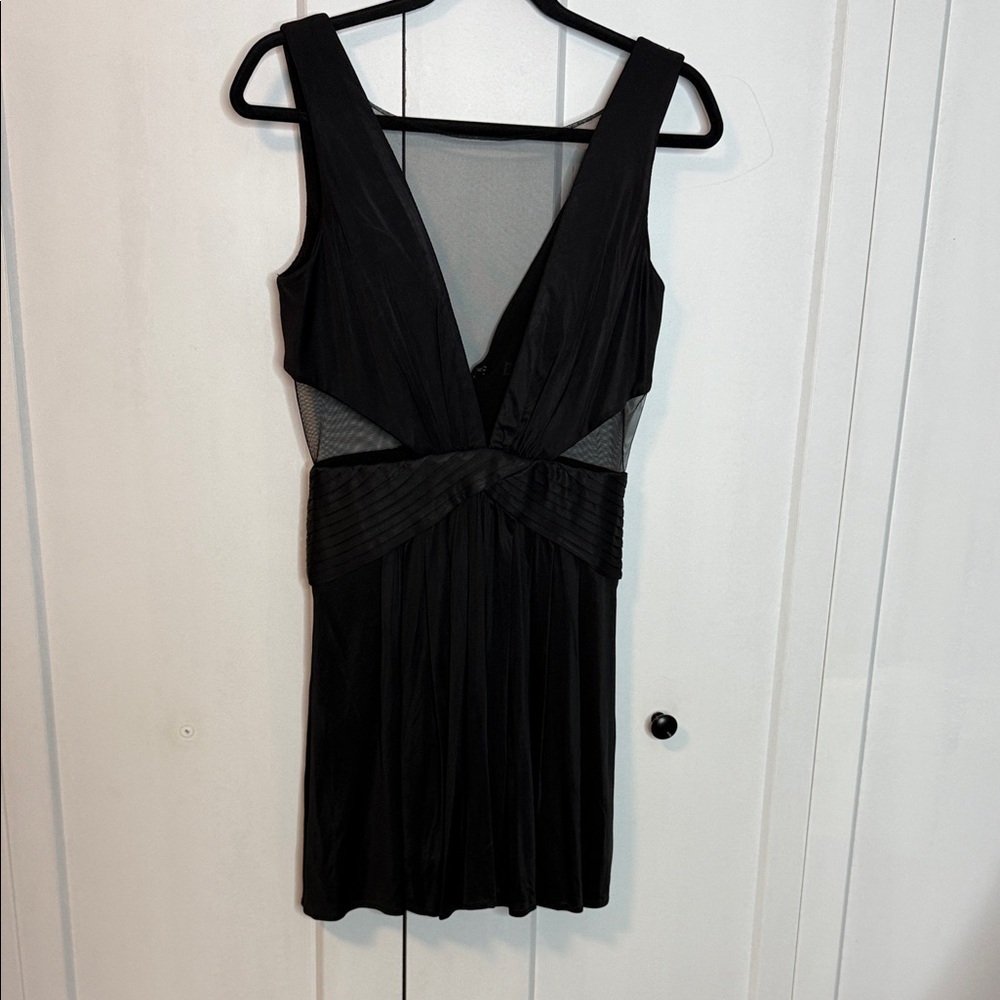 BCBGMaxAzria Black LBD Dress - mesh peekaboo panels - small - mini